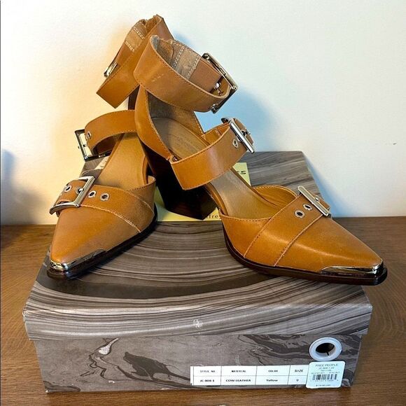 Jeffrey Campbell Hendrix Heels Brown Leather Boot Sandal US 9 - Picture 1 of 8